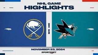 NHL Highlights | Sabres vs. Sharks - November 23, 2024