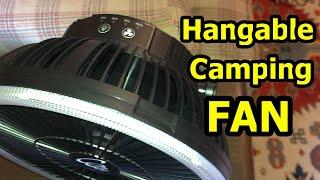 Camping Fan with LED Lantern and Hanging Hook for Tent RV Fishing 20 Hours Use -Rechargeable