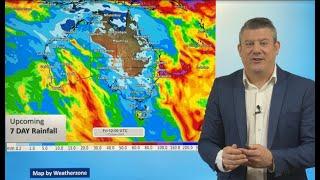 Australia: Heavy rain Brisbane to Port Macquarie, also across WA