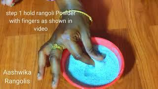 How to hold rangoli Powder and how to draw a single line with rangoli powderfor begginers