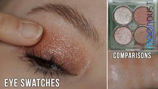 Urban Decay Space Cowboy Moondust Quad Palette | Eye swatches & comparison swatches