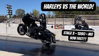 RACED MY STAGE 3 HARLEY DAVIDSON ROAD GLIDE AT THE TRACK! *FASTEST PASS YET*