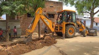 JCB 3DX New Drinking Water Pipe Being Dug and Backfilling for Village | JCB | jcb video