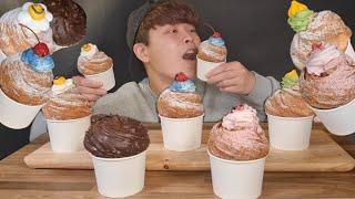 SUB) ASMR Crispy and sweet! Cruffin Mukbang!! | Cream Festuri Bread DESSERT MUKBANG REALSOUND