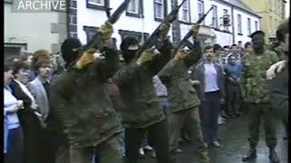 IRA clash with Garda at the funeral of IRA man James Lynagh, Monaghan 12th May 1987.