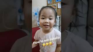 How to eat nutella by 3year old heaven  #shorts