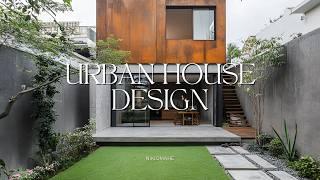 Urban House Design with Small Garden, Featuring A Dynamic Combination of Materials