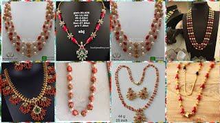 Light weight gold coral necklace coral necklace jewellery designs|| light weight jewellery