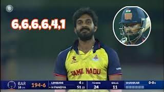 6,6,6,6,4,1syed mushtaq ali trophy 2024 hardik pandya vs  Vijay Shankar csk vs mi