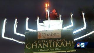 The menorah is lit in Burlington marking the first day of Hanukkah