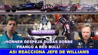  ASI REACCIONA JEFE de WILLIAMS a CHOQUE de FRANCO COLAPINTO GP QATAR F1