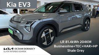 Kia EV3 LR [81.4kWh 204KM] wersja Businessline z pakietami TEC+HARMAN+HP w kolorze Shale Grey | 4K