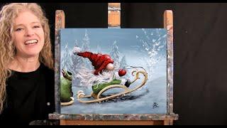 Learn How to Paint CHRISTMAS GNOME with Acrylic Paint - Paint & Sip at Home - Step by Step Tutorial