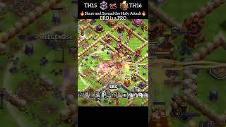 Th15 Vs Th16 Queen Charge Root Rider-Valkyrie Attack Strategy (Clash Of Clans) #shorts