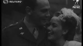 Dorothy Lamour takes a husband: screen glamour girl No 1 weds US Army Air Force captain (1943)