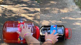 Rolling Giant Cocacola on stairs ️ #bottles #Experiment #cocacola #fanta