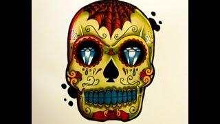 How to draw a Tattoo style Sugar Skull By thebrokenpuppet