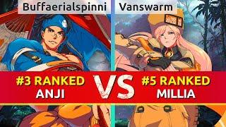 GGST ▰ Buffaerialspinni (#3 Ranked Anji) vs Vanswarm (#5 Ranked Millia). High Level Gameplay