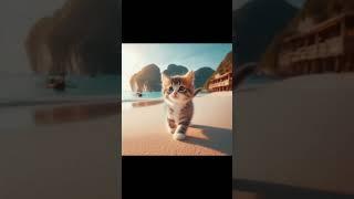 Catto enjoying at beach ️ # Cute