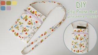 How to sew a cell phone bag with zipper pocket | diy cell phone purse bag | cell phone bag sewing