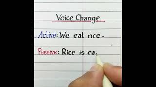 Voice | Active : We eat rice | Passive : Rice is eaten by us | English Grammar | Best Handwriting