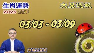 2025年 每週生肖運勢【 大易週報】 陽曆 03/03~ 03/09｜己卯月｜大易命理頻道｜賴靖元 老師｜片尾運勢排行榜｜CC 字幕