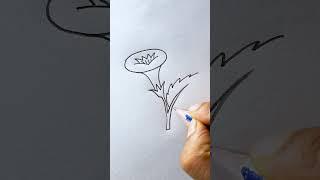 Beautiful Flower Drawing with Marker Colors 