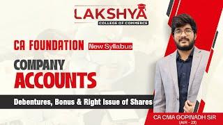 DEBENTURES , BONUS AND RIGHT ISSUES OF SHARES || CA FOUNDATION ACCOUNTS ||BY CA CMA GOPINADH(AIR 23)