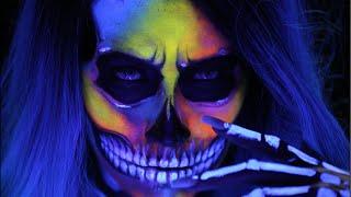 SKULL MAKEUP / Neon & BLACKLIGHT Halloween Hat  Tutorial