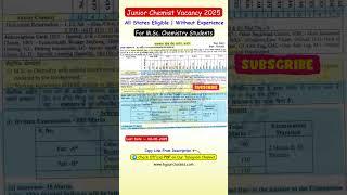 Junior Chemist Vacancy For M.Sc. Chemistry Students | Without Experience | Other State Eligible