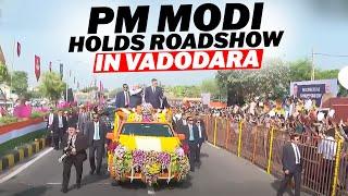 PM Narendra Modi, along with Spanish President Pedro Sanchez holds roadshow in Vadodara, Gujarat