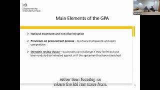 What are the main elements of the World Trade Organisation's Government Procurement Agreement?
