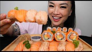 SUSHI (FULL FACE FRIDAY LIGHT WHISPERS ASMR EATING SOUNDS) | SAS-ASMR