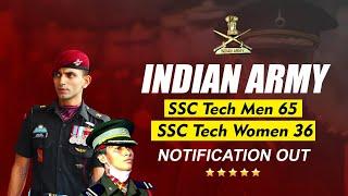 Indian Army SSC Tech Men 65 and SSC Tech Women 36 Notification | Army New Officer Recruitment 2025