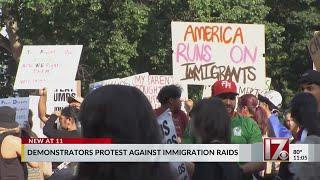 Hundreds protest immigration raids in Raleigh
