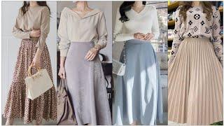 luxury dresses designs with skirt & sweatshirt /pleated skirts designs ideas