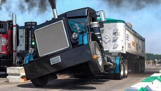 Loaded Uphill Semi Drag Racing at over 100k lbs from Unc's Semi Stampede August 2024