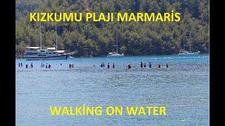 walking on water Marmaris Orhaniye kızkumu beach auf Wasser laufen marcher sur l'eau ходьба по воде