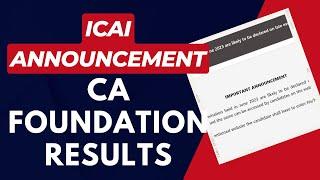 Breaking News by ICAI || CA Foundation Results