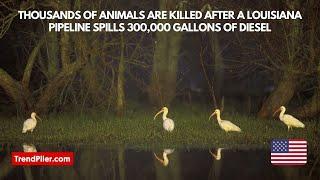 Thousands of animals are killed after a Louisiana pipeline spills 300,000 gallons of diesel