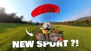 CRAZY New Sport?! Paragliding Speedflying VS Electric Skateboard