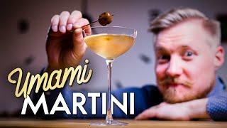 Martini with Mushrooms, Sake and CRAZY garnishes