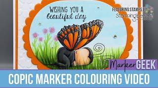Copic Marker Colouring Stamping Bella Sleeping Butterfly Baby rubber stamp