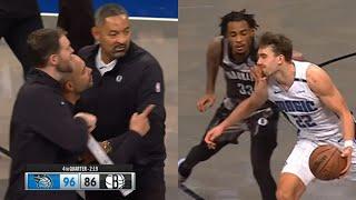 Nets coach heated at Magic players then Claxton ejected for hitting Franz Wagner