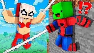 JJ GIRL Saved Mikey's Life as SPIDERMAN in Minecraft - Maizen