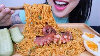 NEW SPICY CHEESY NOODLES FROM NONGSHIM + OCTOPUS (ASMR EATING SOUNDS) NO TALKING | SAS-ASMR