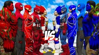 TEAM RED VS TEAM BLUE (SPIDER-MAN, VEGETA, FLASH, CAPTAIN, HELL HULK) - EPIC SUPERHERO WAR