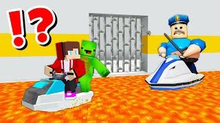 JJ and Mikey vs ROBLOX LAVA BARRY'S PRISON RUN CHALLENGE in Minecraft / Maizen animation