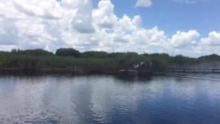 Airboat crossing dam at lake washington and St. Johns river