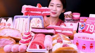 Convenience Store Pink Dessert[GS25, CU, Strawberry, Cake] Mukbang